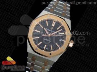 Royal Oak 37mm 15450 RG Bezel JF 1:1 Best Edition Black Dial on SS/RG Bracelet A3120