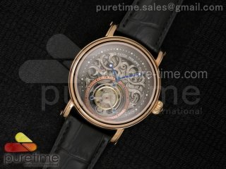 Classic Tourbillon RG AXF Gray Skeleton Dial on Black Leather Strap