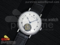 Classique Tourbillon SS White Textured Dial on Black Leather Strap