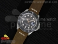 Yacht-Master 116655 SS Black Dial on Brown Leather Strap A23J