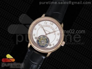 1815 Tourbillon RG White Dial on Black Leather Strap