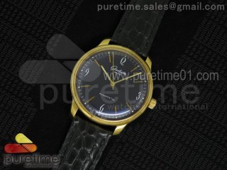 Senator Automatic YG Black Dial on Black Leather Strap A3959