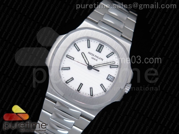 Nautilus Jumbo 5711 PF 1:1 Best Edition White Textured Dial on SS Bracelet A324 Clone