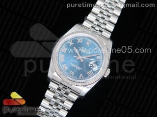 DateJust 36 SS 116234 ARF 1:1 Best Edition Blue Dial Roman Markers on 904L SS Jubilee Bracelet SH3135