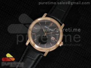 Jules Audemars Automatic RG Black Dial on Black Leather Strap MIYOTA9015