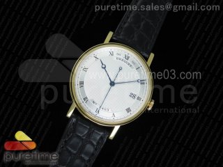 Classique Auto 5177 YG MK 1:1 Best Edition White Hobnail Textured Dial on Black Leather Strap MIYOTA 9015