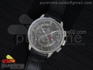 1966 Dual Time SS TF 1:1 Best Edition Gray Dial on Black Leather Strap A3300