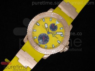 Maxi Marine Diver Chronometer RG Yellow on Rubber Strap A23J