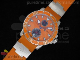 Maxi Marine Diver Chronometer SS Orange on Rubber Strap A23J