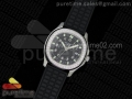 Aquanaut Luce SS Black Textured Dial on Black Rubber Strap A23 Quartz