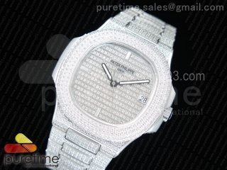 Nautilus 5719/1G Full Diamond JJF 1:1 Best Edition on Full Diamond Bracelet A324