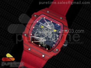 RM027-2 Red Carbon Fiber Case Skeleton Dial on Red Nylon Strap 6T51