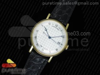 Classique Auto 5177 YG MK 1:1 Best Edition White Plaid Textured Dial on Black Leather Strap MIYOTA 9015