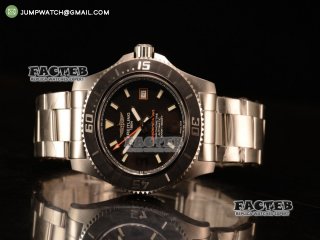 Breitling SuperOcean 44mm 2824 Auto Steel Case with Black Dial and Steel Bracelet Orange Hands - 1:1 Origianl (GF)