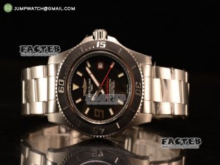 Breitling SuperOcean 44mm 2824 Auto Steel Case with Black Dial and Steel Bracelet Red Hands - 1:1 Origianl (GF)