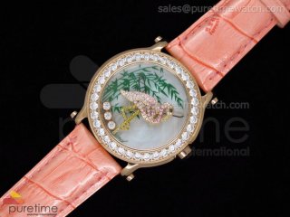 Happy Sports 150th Anniversary Animal World RG Flamingo Dial on Pink Leather Strap Swiss Quartz