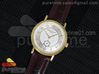 Calatrava 5196 Manual Winding YG White Dial on Brown Leather Strap A23J