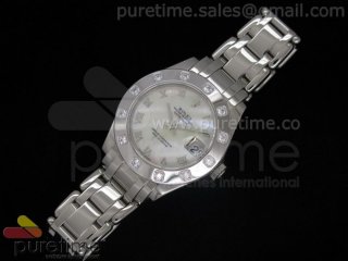 DateJust 35mm SS White MOP Dial Diamond Bezel on Bracelet