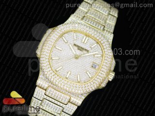 Nautilus Jumbo 5711 YG Full Paved Diamonds Dial Case and Bracelet A324