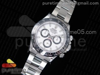 Daytona 116500 SS Black Ceramic Bezel Noob 1:1 Best Edition White Dial on SS Bracelet SA4130