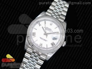 DateJust 41 126334 1:1 Best Edition Fluted Bezel White Dial Roman Markers on SS Jubilee Bracelet A3235 (Same Serials Card)