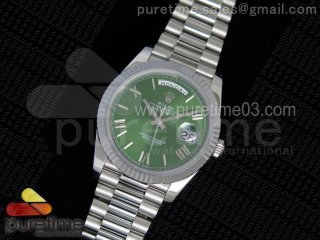 Day-Date 40 228239 Noob 1:1 Best Edition Olive Green Dial on SS President Bracelet A3255