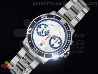 Maxi Marine Diver Chronograph SS White Dial Black Bezel on Bracelet A7750