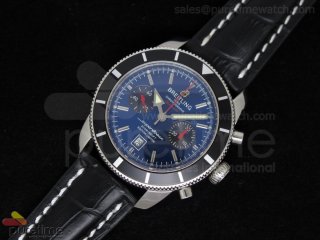 SuperOcean Heritage Chrono 125th Limited Edition SS Blue/Black Dial on Black Leather Strap