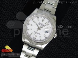 DateJust II SS Fluted Bezel White Dial on SS Bracelet A3136