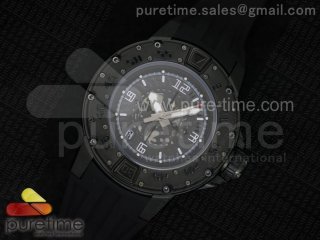 RM028 47mm RMF PVD Black Black Skeleton Dial on Black Rubber Strap A7750