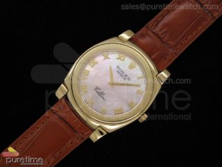 Cellini YG Grey MOP Dial Roman Markers Brown Leather Strap Swiss Quartz