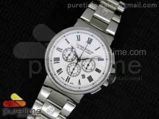 Marine Chrono 44mm SS Silver Dial Roman Markers on SS Bracelet A7750