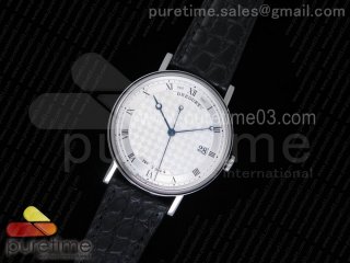 Classique Auto 5177 SS MK 1:1 Best Edition White Plaid Textured Dial on Black Leather Strap MIYOTA 9015