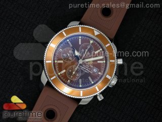 Super Ocean Heritage Chrono SS Brown Dial on Brown Rubber Strap A7750