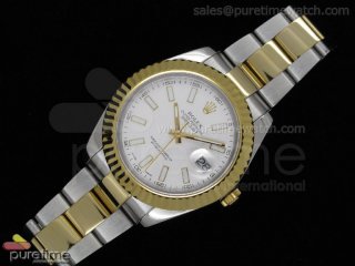 Date Just II 41mm SS/YG White Dial Stick Marker SS/YG Oyster Bracelet