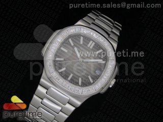 Nautilus SS Gray Dial Crystal Bezel on SS Bracelet A23J