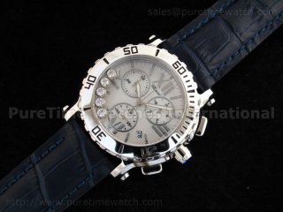 Happy Sport Mark II Chronograph SS MOP on Blue Leather Strap