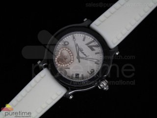 Happy Sports Ladies Valentine Limited Edition Ceramic White Dial Rubber Strap Swiss Quartz