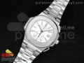 Nautilus 5980 SS White Textured Dial on SS Bracelet A7750