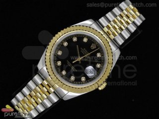 Date Just II 41mm SS/YG Black Dial Diam Markers SS/YG Bracelet