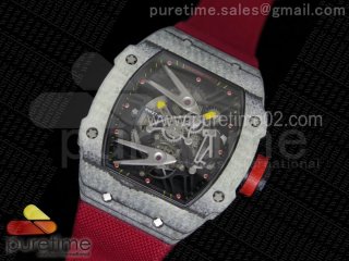 RM027-2 White Carbon Fiber Case Skeleton Dial on Red Nylon Strap 6T51