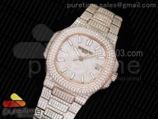 Nautilus Jumbo 5711 RG Full Paved Diamonds Dial Case and Bracelet A324