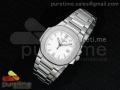 Nautilus Ladies 7011 SS White Textured Dial on SS Bracelet Ronda Quartz