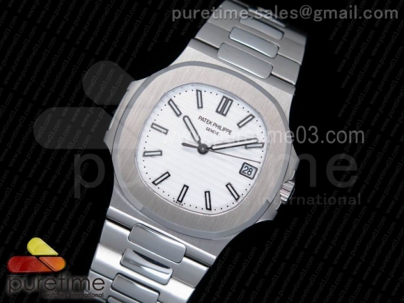 Nautilus Jumbo 5711 MKF 1:1 Best Edition White Textured Dial on SS Bracelet A324 V4