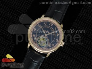 1815 Tourbillon RG Black Dial on Black Leather Strap