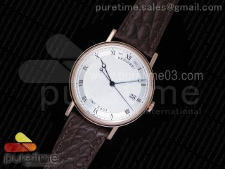Classique Auto 5177 RG MK 1:1 Best Edition White Hobnail Textured Dial on Brown Leather Strap MIYOTA 9015