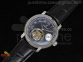 Jules Audemars Tourbillon SS Black Dial on Black Leather Strap Asian Flying