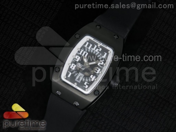 RM 007 Lady PVD White Inner Bezel Black Dial on Black Rubber Strap 6T51