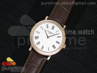 Calatrava Automatic RG SF Best Edition White Dial on Brown Leather Strap A240(Micro-Rotor)