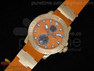 Maxi Marine Diver Chronometer RG Orange on Rubber Strap A23J